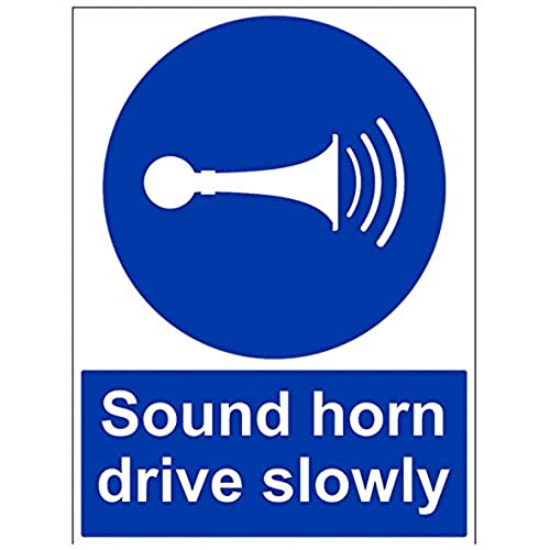 Vsafety Sound Your Horn Drive Slowly Sign - 450mm x 600mm - 2mm Rigid Plastic