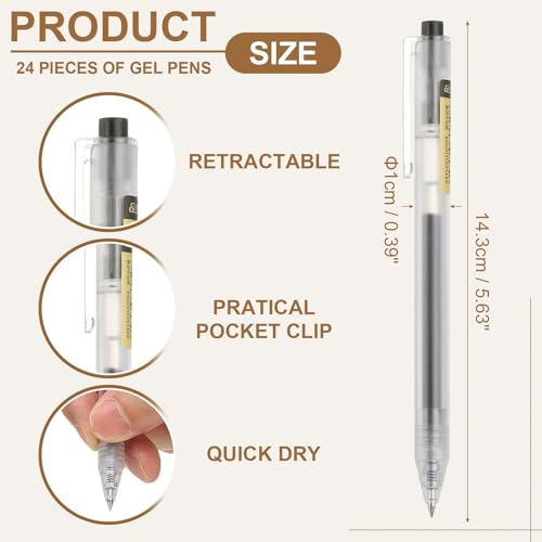 PATIKIL Bolígrafo Gel 0.5mm Pack 24 Tinta Negra Retráctil miniatura 2