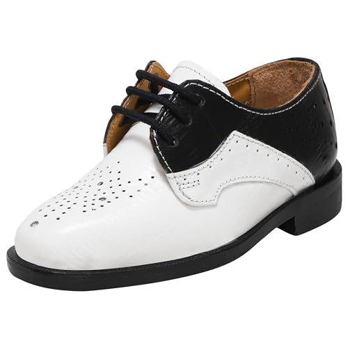 LIBERTYZENO EEL Print Boys Genuine Leather Kids Formal Lace Up Oxford Dress Shoes for Prom Graduation Austral Black 5 Toddler