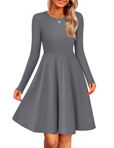 Zeagoo Strickkleid Damen Langarm Elegant A-Linie Kleider …