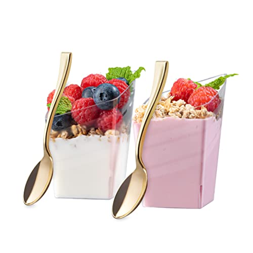 Gold Mini Spoons, Gold Plastic Mini Dessert Spoons, Disposable Tiny Gold Spoons, 4 Inch 72 Count Mini Gold Spoons For Appetizers Tasting Posh Setting #TOP4