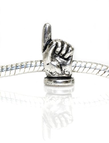 European Pointer Finger Charm Bead Spacer for Snake Chain Charm Bracelet