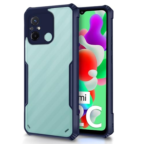 Image of Outlouders Back Cover for Redmi 12C / Poco C55 | Ultra Hybrid Transparent | Full Camera Protection | Raised Edge | Crystal Clear Bumper Case (Blue)