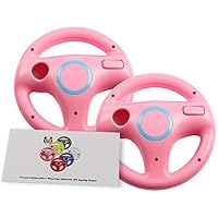 GH 2 Pack Wii Steering Wheel for Mario Kart 8 and Other Nintendo Remote Driving Games, Wii (U) Racing Wheel for Remote Plus Controller - Peach Pink