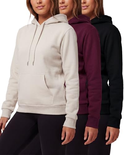 Real Essentials - Real Essentials Women's Fleece Long-Sleeve Pullover Hoodie Active Sweatshirt with Kangaroo Pocket, 3 Pack - Best Deal on Amazon
