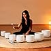 RYAN DVAN 432Hz 7-12 inch Crystal Singing Bowl Set of 7 with Free Carrying Case, Frosted Quartz Sound Bowls for Chakra Healing, Meditation,Yoga,Sound Therapy,Mindfulness,Relaxation & Stress Relief