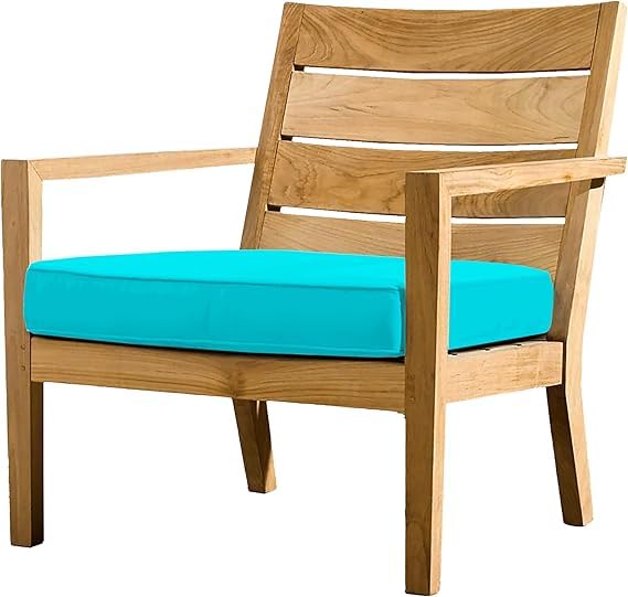 Royale Linens® Waterproof Seat Pads for Chair, Garden, Patio, Office, Dining Room - Indoor & Outdoor Cushion Pads (Teal, 20"X20"X2")