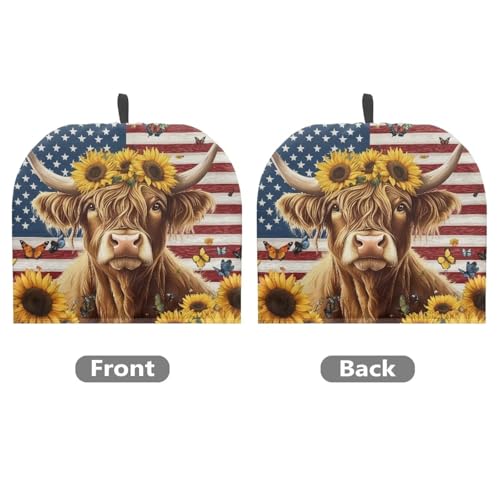 Image of Highland Cow Tea Pot Cover for Teapot American Flag Tea Kettle Cover Keep Warm Tea Cup Dust Proof Teapot Dust Protector for 4th of July