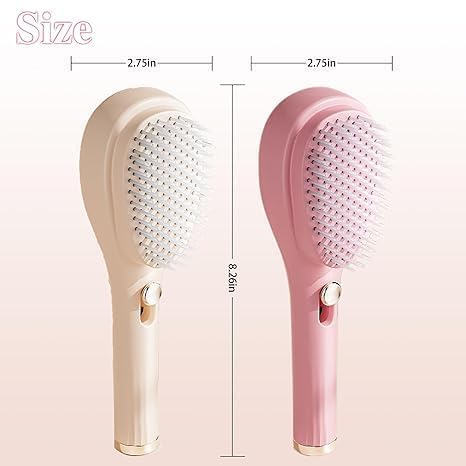 Image of Anti Static Massage Comb - One-Click Cleaning hair Comb and Brush, Massage Comb, Scalp Cleansing, hair Combs for Women and Men, Portable Telescopic Massage Comb (PINK)