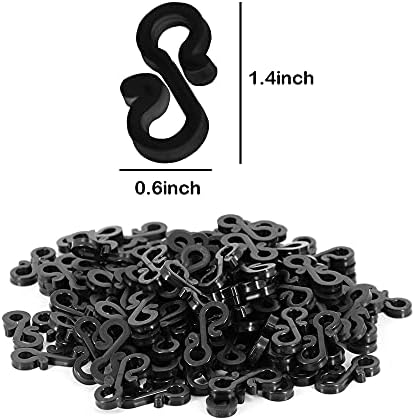 120Pcs Gutter Hooks Black Mini Plastic Outdoor Lights Hooks Clips, S Clip Hooks for Xmas Christmas Festival Outside Decorative