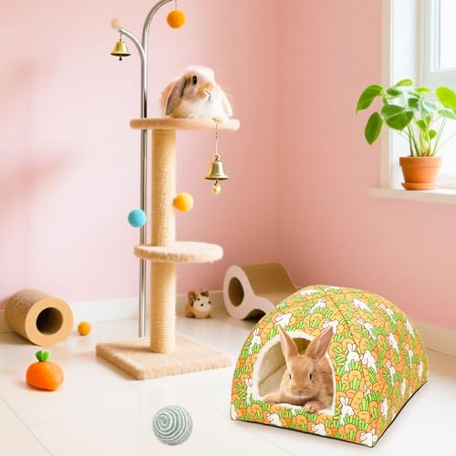 UPINS Cama grande para coelhos, esconderijo de coelho, lavável, cama de coelho, casa para porquinho-