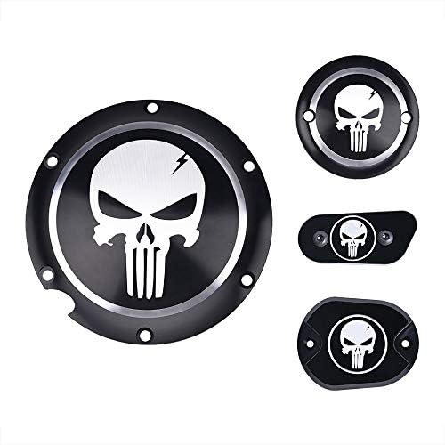Set Clutch Timing Cover Engine Derby Timer Cover Points Covers Kit Air Cleaner Covers CNC Aluminium Skull Motorcycle Accessories for Harley Davidson Iron XL883 72