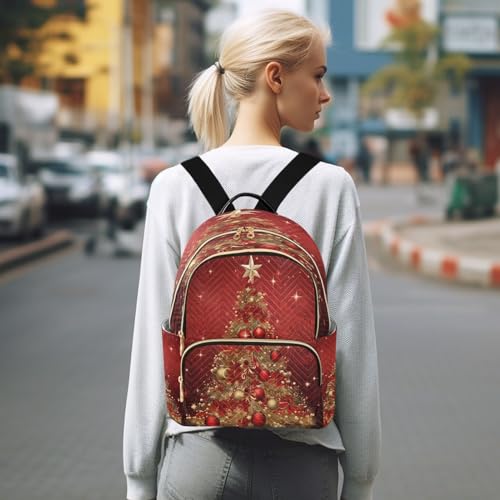 Image of ALAZA Merry Christmas Tree Bell Ball Women Backpack Purse Ladies Fashion Shoulder Bag Daypack Travel Bag 7.5L