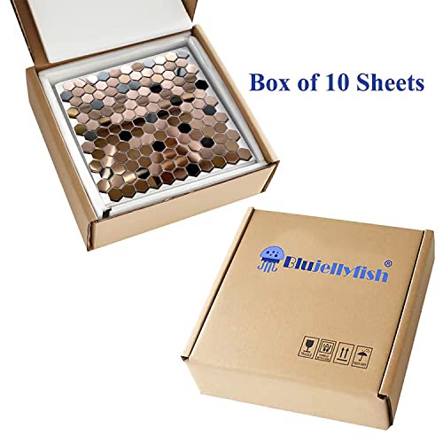 Blujellyfish Hexagon Stainless Steel Brushed Mosaic Tile Bronze Copper Color Black Bathroom Shower Floor Tiles Tstmbt021 (10 Square Feet) #TOP3