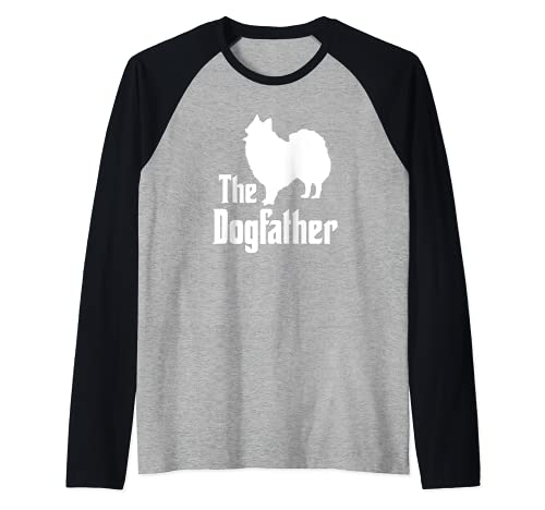 The Dogfather - funny dog gift, funny Japanese Spitz Raglan Baseball Tee, Black