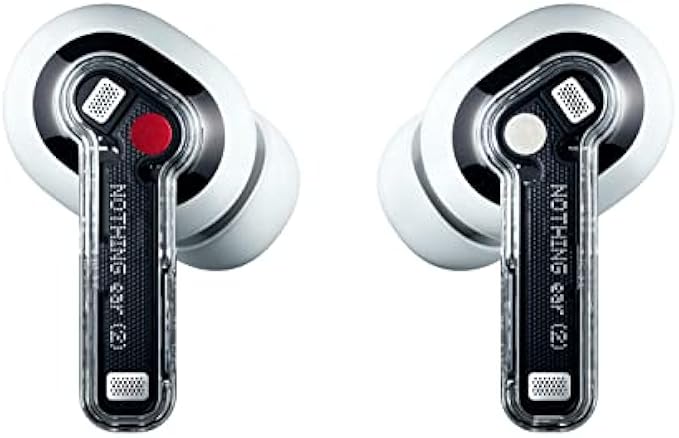 Nothing Ear 2 Wireless Earbuds Active Noise Cancellation to 40 db, Bluetooth 5.3 in Ear Headphones with Wireless Charging,Dual Connection 36H Playtime IP54 Waterproof Earphones for iPhone & Android