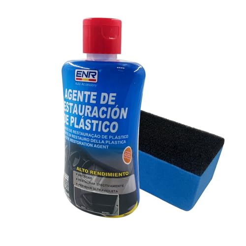 Enerfero-Restaurador De Plasticos Coche,Limpieza Coche,Renovador de Plásticos y Gomas para Automóviles,Restaurador Gomas Viejas Recupera Brillo Interior,180ml+Esponja Premium (1, 200ml)