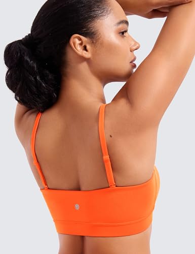 Image of CRZ YOGA Butterluxe Thin Strap Sports Bra | Light Support, Removable Pads, Yoga, Extremely Soft, Square Neck, Adjustable Back, for Women