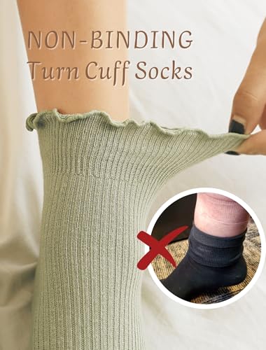12 Pairs Cotton Quarter Socks for Women, Lightweight Non-Binding Mini Crew Sock, Cute Ruffle Ankle Sock for Uniform3