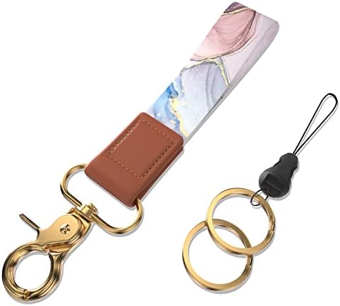 Handlein Key Ring Bracelet ，Mini Keychain Bracelet for Women，Key Rings for Keychains Holder Car ID Badges Card Wallet Phone Camera.（Maeble A）