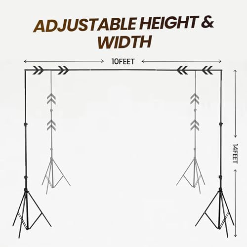 Image of HIFFIN 10x14ft Photography Backdrop Stand Kit with 8x14ft Green Screen Curtain & Carry Bag | Adjustable Background Support System for Photo Studio, YouTube Video Recording & Product Photography