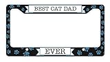 ThisWear Best Cat Dad Ever License Plate Frame Pawprints Cat Lover Gifts Kitten Paw Prints Rescue Cat Novelty License Plate Frame Black