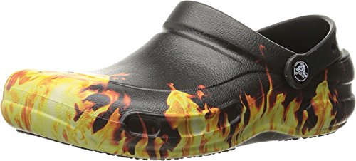 Crocs Unisex-Adult Bistro Graphic Clogs, Slip Resistant Work Shoes, Flame, 11 Men/13 Women