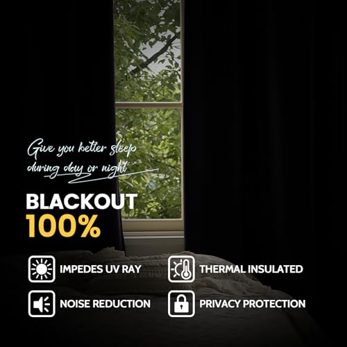Image of Yakamok Lilac 100% Blackout Curtains 96 Inches Long for Bedroom 50 inch Wide | Blackout Curtain Panels for Bedroom, 2 Thick Layers Grommet Top Thermal Insulated Drapes with White Back for Living Room