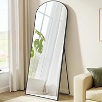 SONGMICS Ganzkörperspiegel, 165 x 60 cm, gewölbter Standspiegel, Rahmen aus Aluminiumlegierung, Hartglas, für Schlafzimmer, Wohnzimmer, Garderobe, tintenschwarz LFM039BD01