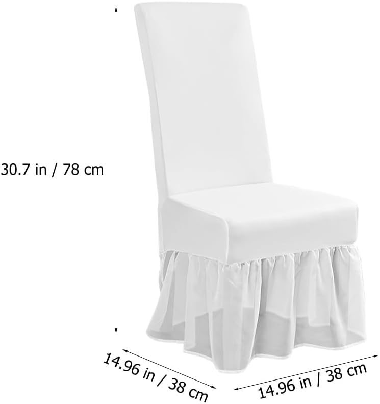 Cabilock Chair Covers for Dining Room, Restaurant Skirt Chair Cover Stretch Parsons Slipcovers Seat Protector Cover for Office Chairs Armless Chair White