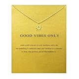 Caiyao Good Vibes Only Sun Pendant Necklace with Message Card Sun Sunshine Lucky Necklace for Women Blessing Jewelry Gift-Gold