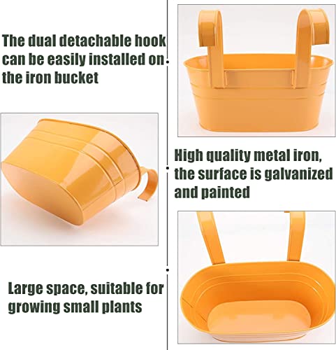 Miniatura 3 de Kaheign 4 Piezas Macetas Colgantes De Metal, 27,5cm Macetas Grandes Cubo De Flores Colgantes Con Gancho Desmontable Para Balcón Valla Jardín Hogar Decoración 4 Colores