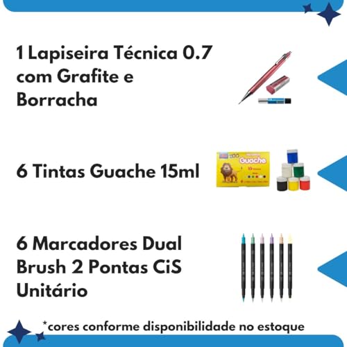 Kit Material Escolar Aluno 31 Itens Estudante com Mochila Estojo Caderno Argolado YES Lapiseira CIS
