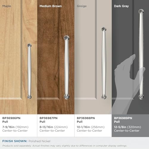 Amerock Renown 12-5/8 inch (320mm) Center-to-Center Polished Nickel Cabinet Drawer Pull, BP36989PN by Amerock - Image 3