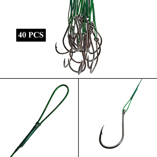 Pack of 40 Fishing Hooks, Carbon Steel Fishing Accessories, Fishing Hooks with Barbs, Various Fish Types for Sea Lake - Image 2