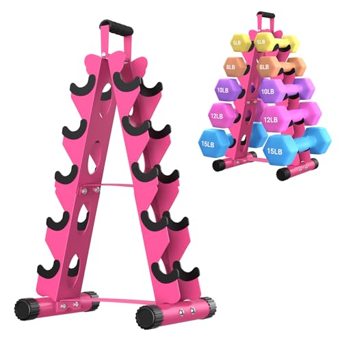 ProsourceFit Pink Dumbbell Set with Storage Rack