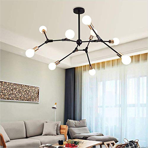 Kco Lighting Black Sputnik Chandelier Vintage Metal Semi Flush Mount Ceiling Light Modern Style 9-Light Sputnik Lighting (9 Lights) #TOP6