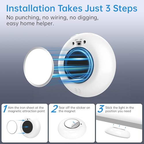 Image of Motion Sensor Night Light,LED Rechargeable Indoor Night Lights,Magnetic Cabinet Light Closet Light for Kitchen Bedroom Bathroom Stairs 6 Pack (White Lamp)