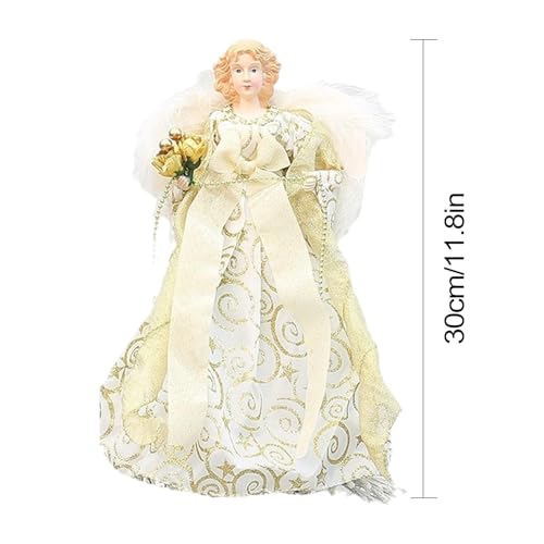 Ángel para árbol de Navidad blanco con alas figura decorativa elegante de 30cm 6