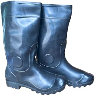 DEMEANOR Black Rain Boots – Waterproof PVC Unisex Rain Footwear for Men & Women I Durable Black Rain Boots – Heavy Duty Wa... Price In India
