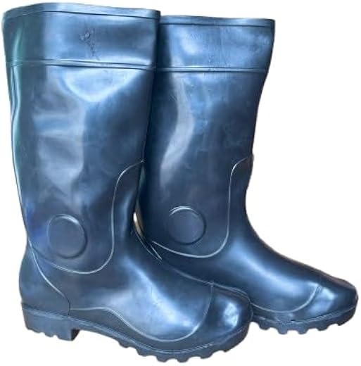 DEMEANOR Black Rain Boots – Waterproof PVC Unisex Rain Footwear for Men &amp; Women I Durable Black Rain Boots – Heavy Duty Wa...