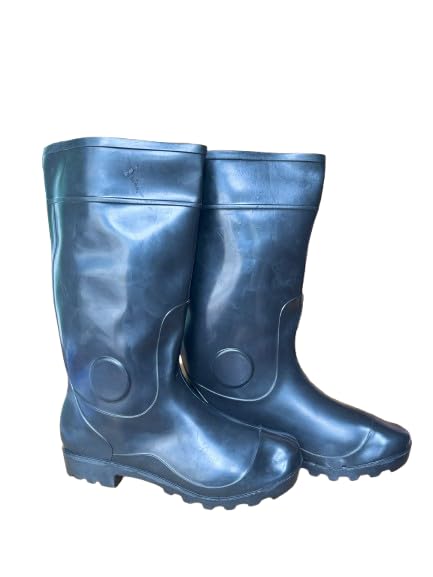 DEMEANOR Black Rain Boots – Waterproof PVC Unisex Rain Footwear for Men & Women I Durable Black Rain Boots – Heavy Duty Wa...