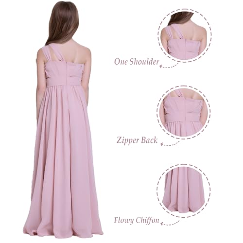 Chiffon Bridesmaid Dresses for Junior - One Shoulder Flower Girl Dress First Communion Dress A-Line Pageant Dress2