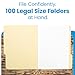 Pendaflex Manila Legal Size File Folders - 1/3-Cut Tabs in Left, Center, Right Positions for Easy Labeling - Ideal for Home & Filing Cabinets, 100 Folders (Pack of 1)