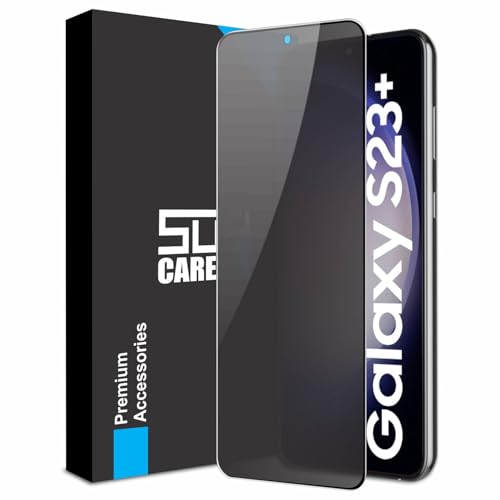 Image of SupCares Privacy Tempered Glass for Samsung Galaxy S23 Plus and Galaxy S22 Plus (6.6 Inch) With Installation Kit | 9H Edge to Edge Screen Protector | Black