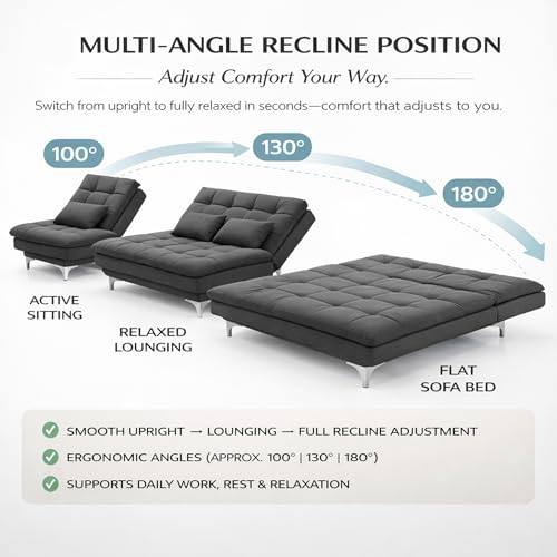Image of Krancy 3-Seater Sofa Cum Bed for Living Room, Office & Home | Premium Fabric Sleeper Sofa Set with 1 Year Warranty | Comfortable Sofa for Guests, Lounge & Small Spaces (Pink)
