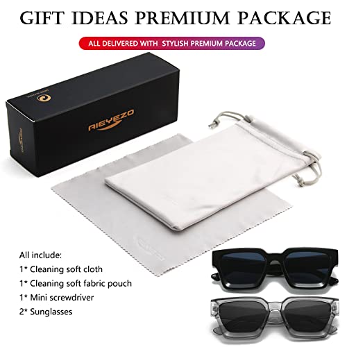 Image of AIEYEZO Square Sunglasses for Women Men Square Thick Frame Sun Glasses Simple Designer Style Shades