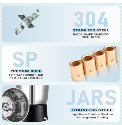 Image of Stainless Steel Juicer Mixer Grinder Jar with 6-Teeth Coupler Compatibility, 800ml