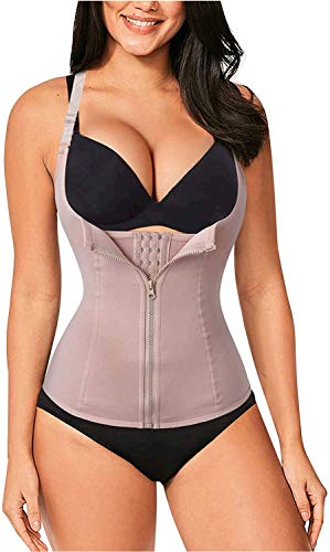 Eleady Women's Underbust Corset Waist Trainer Cincher Steel Boned Body Shaper Vest with Adjustable Straps (L, Beige) - Thumbnail 5
