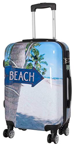 Warenhandel König Polycarbonat Hartschalen Koffer Trolley Reisekoffer Reisetrolley Handgepäck Boardcase Motiv PM (Summer Beach, Größe M)